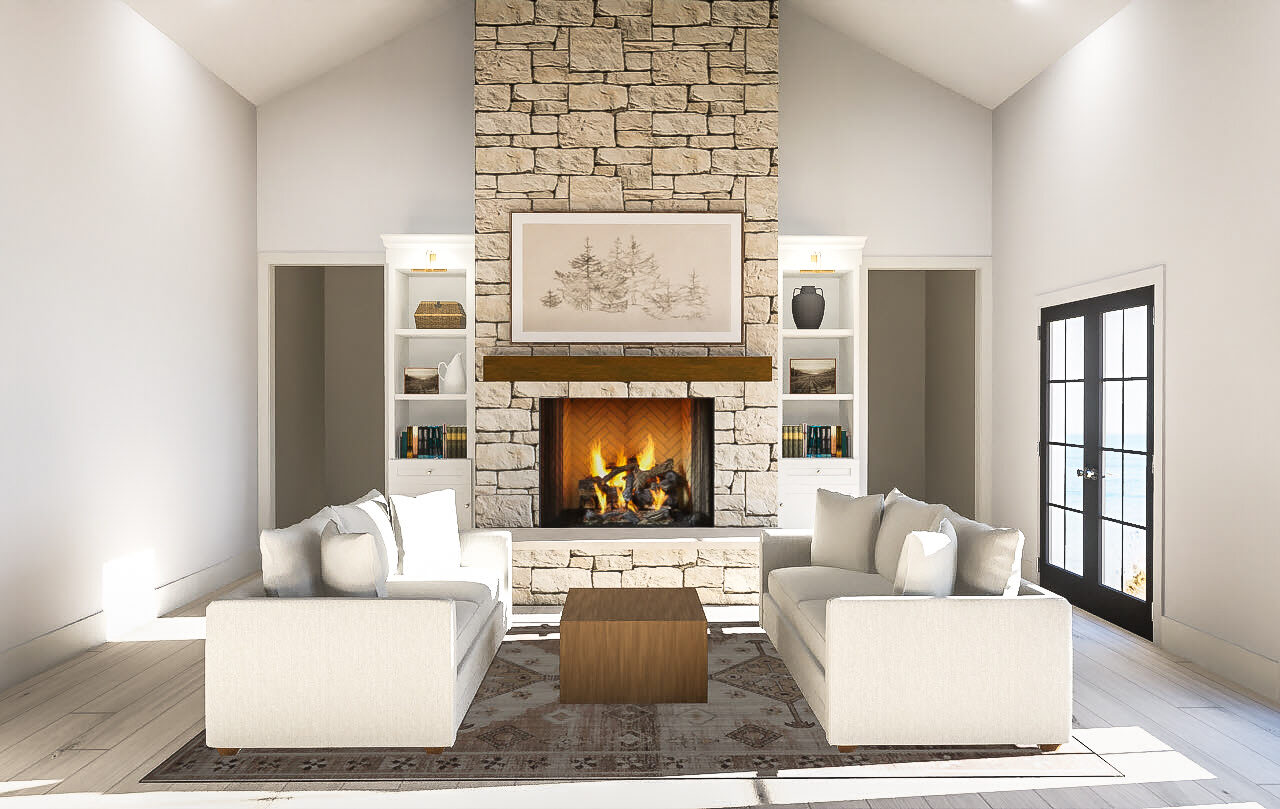 Stone Fireplace & Samsung Frame TV